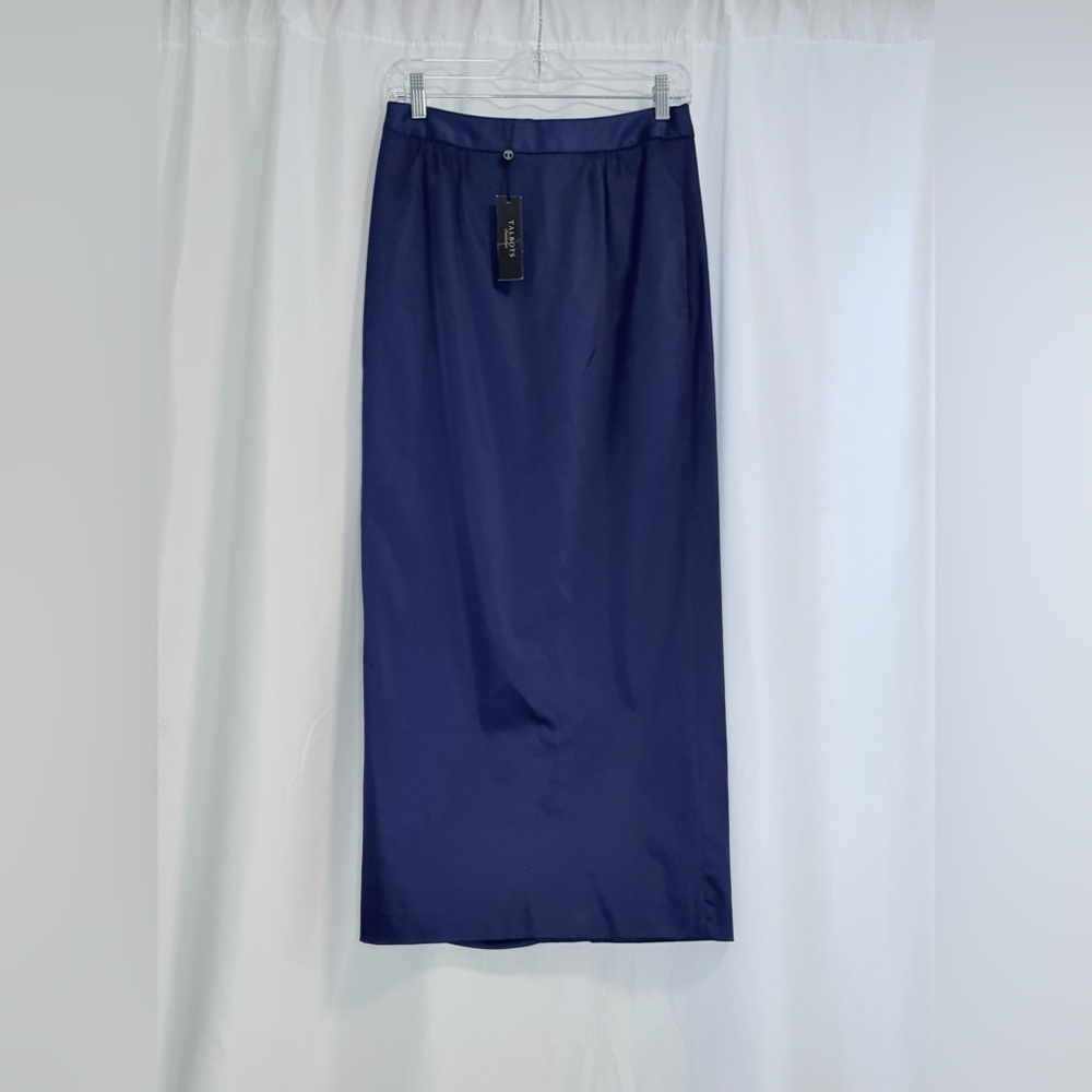 Talbots Satin Midi Skirt Royal Blue Size 2 A-Line NWT Elegant Workwear